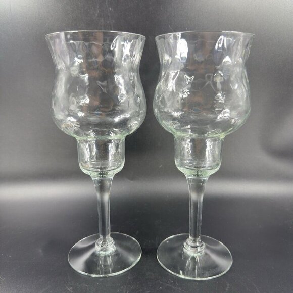 Vintage Venetian Clear Optic Tall Course Candle Holder Hurricane Votive Italy 2 - Picture 10 of 12